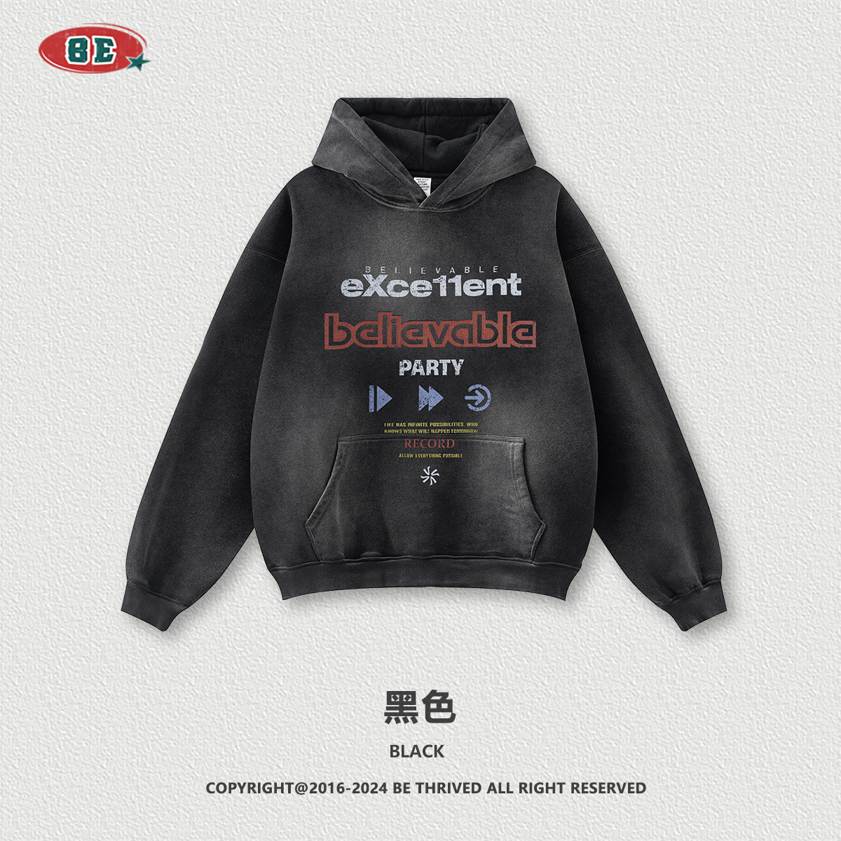 Personalización de BE | 2025 otoño e invierno marca de moda estadounidense transfronteriza spray mono viejo suéter con capucha personalización de comercio exterior para hombres