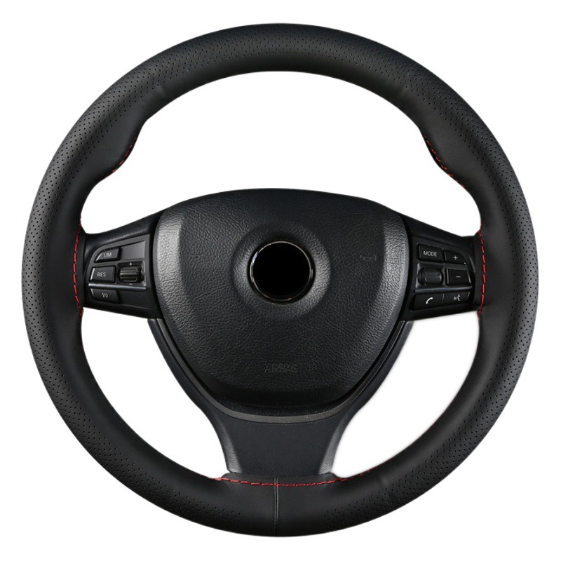The first layer of cowhide hand-stitched steering wheel cover four seasons universal real cowhide car handle cover new leather cover