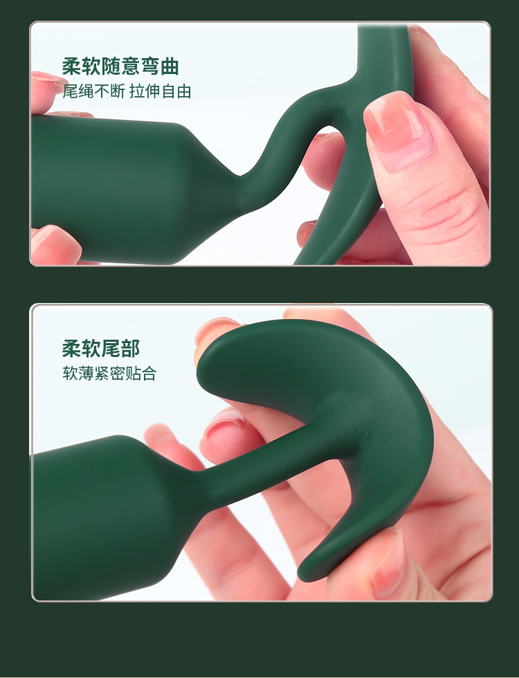 Steel Ball Gravity Anal Plug, Silicone Green Large Size, Front and Back Chamber Training Toy — detail image 12