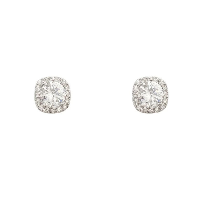 Women's Gender Inlay Design 1 Pair 925 Sterling Silver Zircon Geometric Ear Studs