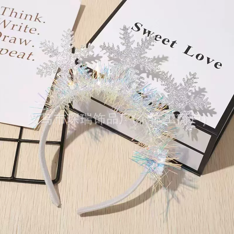 圣诞节雪花发箍圣诞发光麋鹿雪人头箍圣诞节日派对装饰道具用品