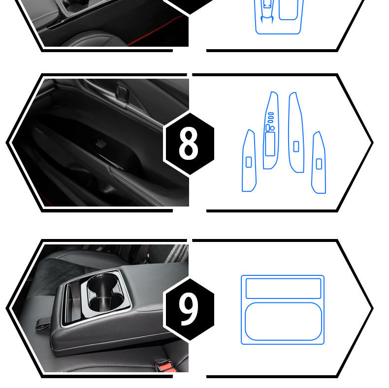 Suitable for 24-26 Models of the Ninth-Generation Toyota Camry Interior Protective Film and Navigation Screen Film Modification