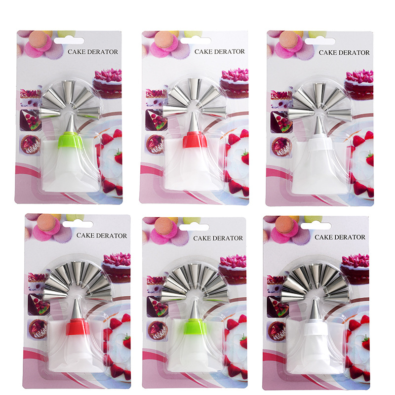 Conjunto de boquilla de acero inoxidable 8 piezas con boquilla de crema herramientas de pastel TPU bolsa de marco de flores convertidor suministros de panadería
