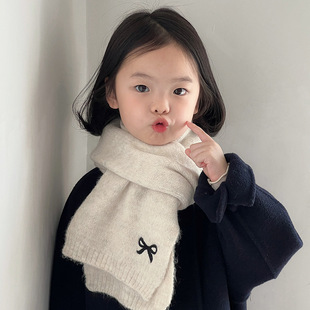 Ins Korean Bow Kidsren's Scarf Warm Knitted Neck Protector Neck Cover for Male and Female Babies Cold-Proof Autumn and Winter Neck Scarf