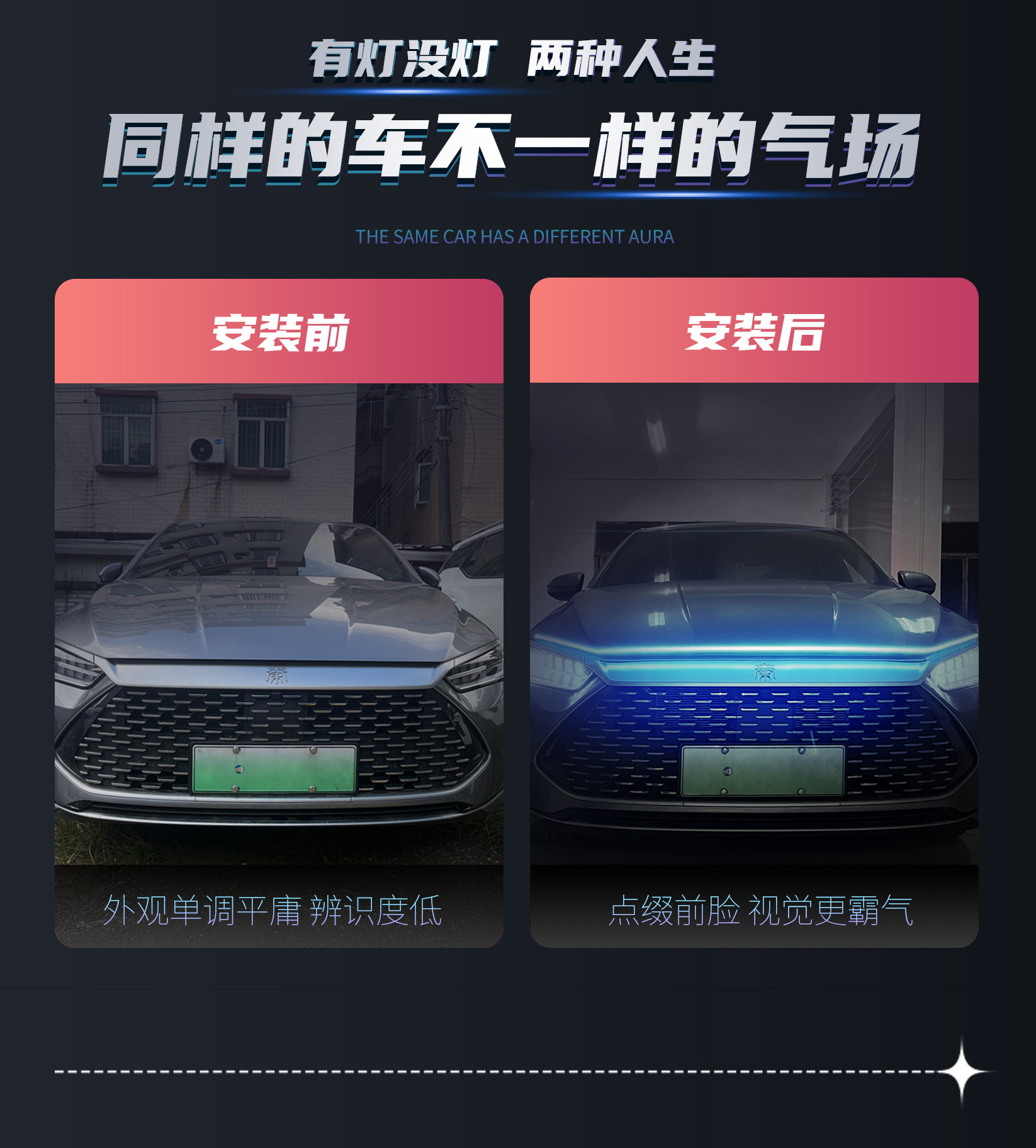 Car Scan Hood Light Through-Type Daytime Running Light Hood Decorative Light Grille Led Modified Dynamic Light Strip
