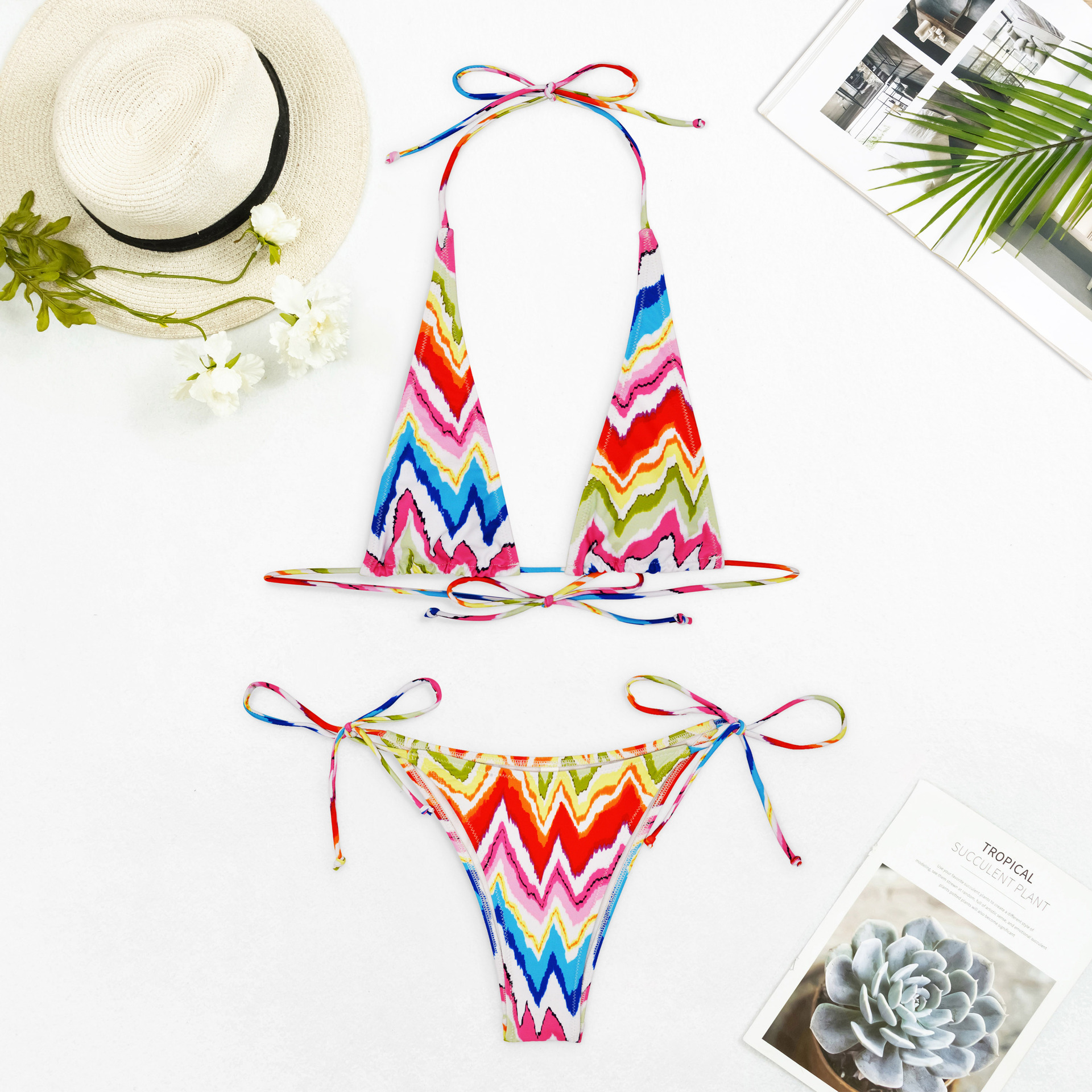 Women's Stripe 2 Pieces Set Bikinis Swimwear display picture 3