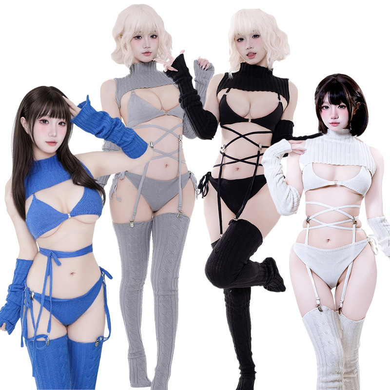 Original sexy underwear backless sweater childlike cos otaku killer astringent high collar socks gloves pure white