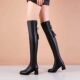 Cross-border over-the-knee stretch autumn and winter boots Women's slimming black large-cut thick-leg high-top boots fashion thick-heeled