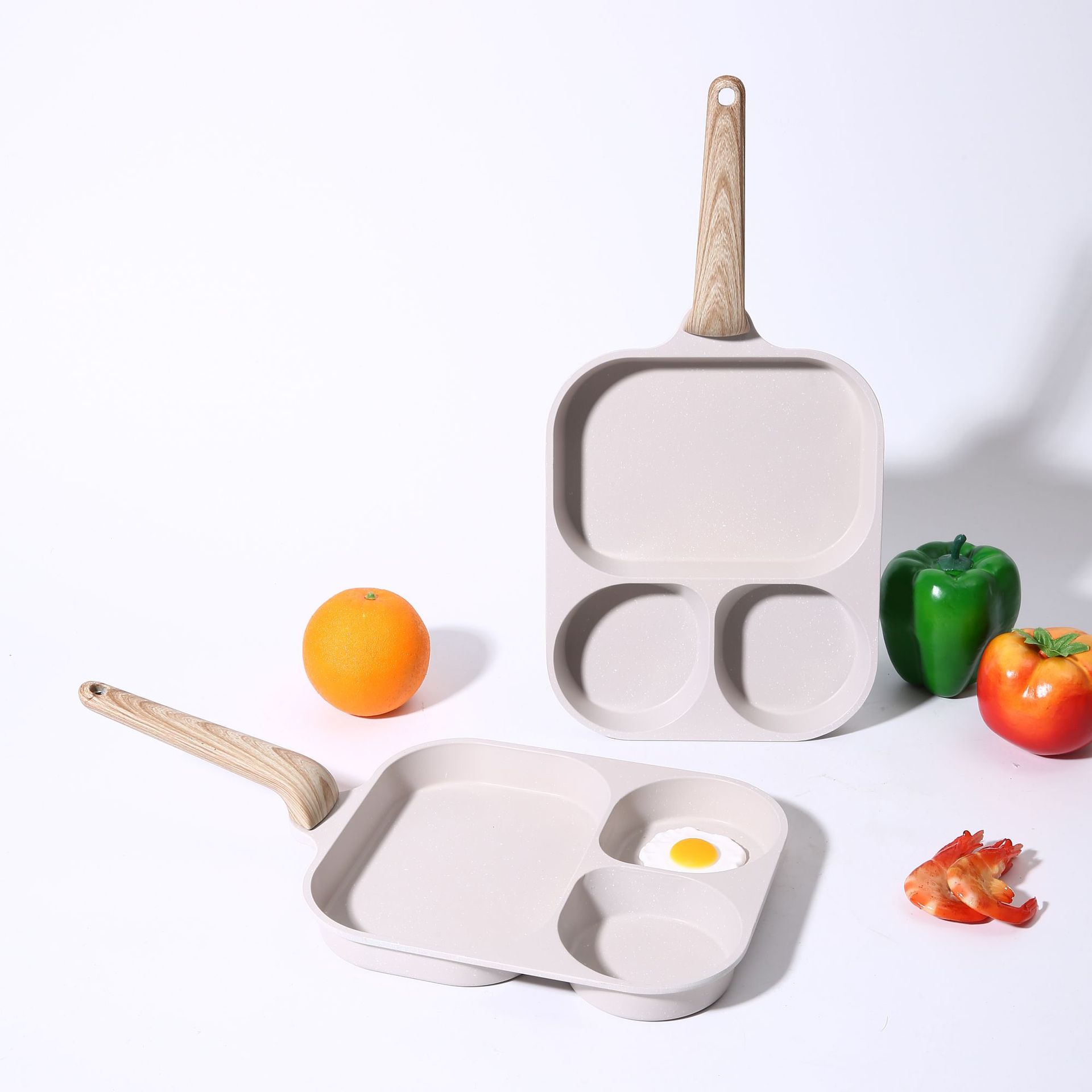 Home 3-in-1 Skillet Egg Pan Non-stick Breakfast Flat Pan Egg Burger Pan Home Steak Pan