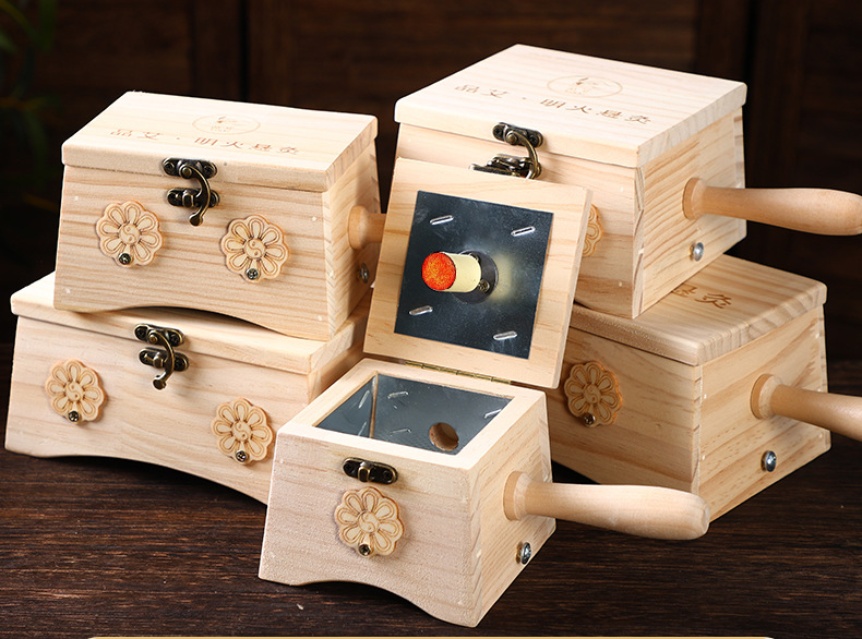 Wooden Moxibustion Box Portable Moxa Burner for Home Full Body Use with 54 Stone-Ground Moxa Cones overview