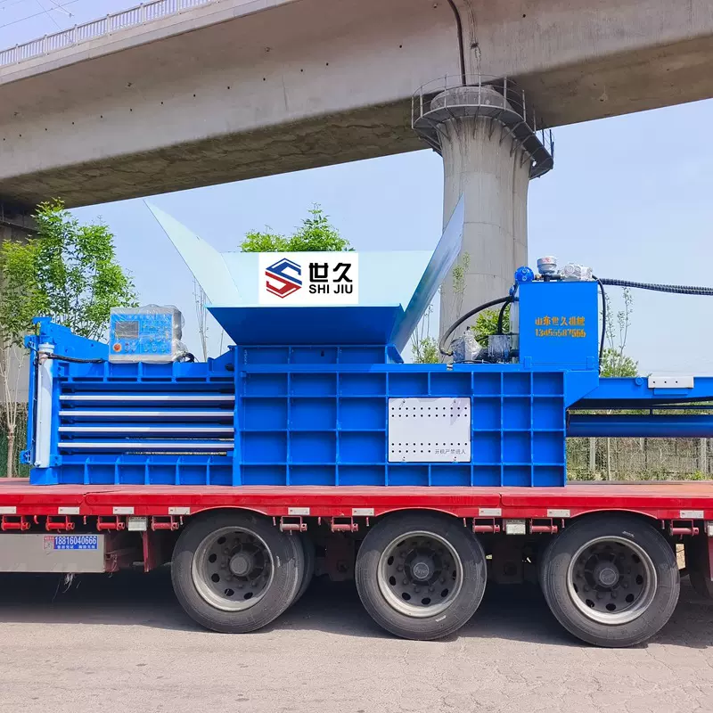 世久卧式废纸片液压打包机100吨铝罐铁罐压包机编织袋卷膜打包机