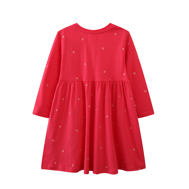 Otoño europeo y americano niñas Vestido de manga larga niños vestido lindo hogar niñas punto de algodón falda de otoño