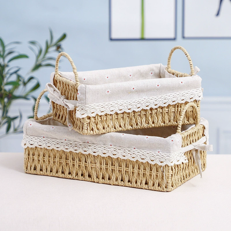Woven storage baskets with cloth liners, assorted shapes (round/oval/rectangular/square)