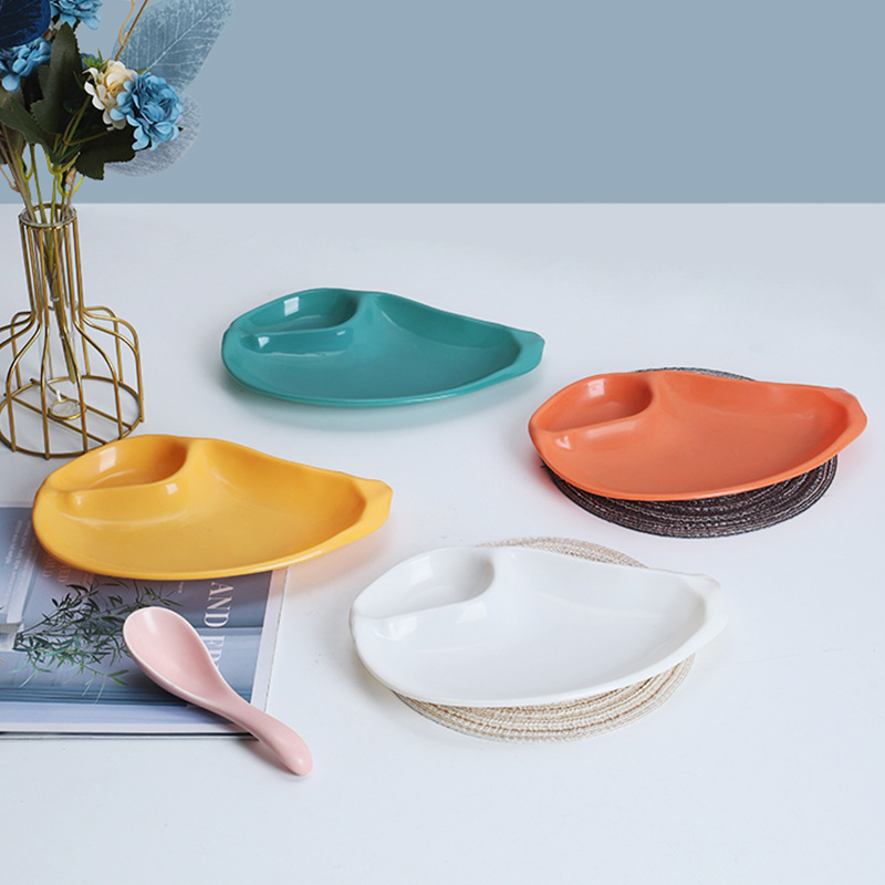 Dumpling Plate with Vinegar Plate Partition Plate Household Dumpling Plate Tray Japanese Tableware Fruit Plate snack Plate Plastic Dish Plate