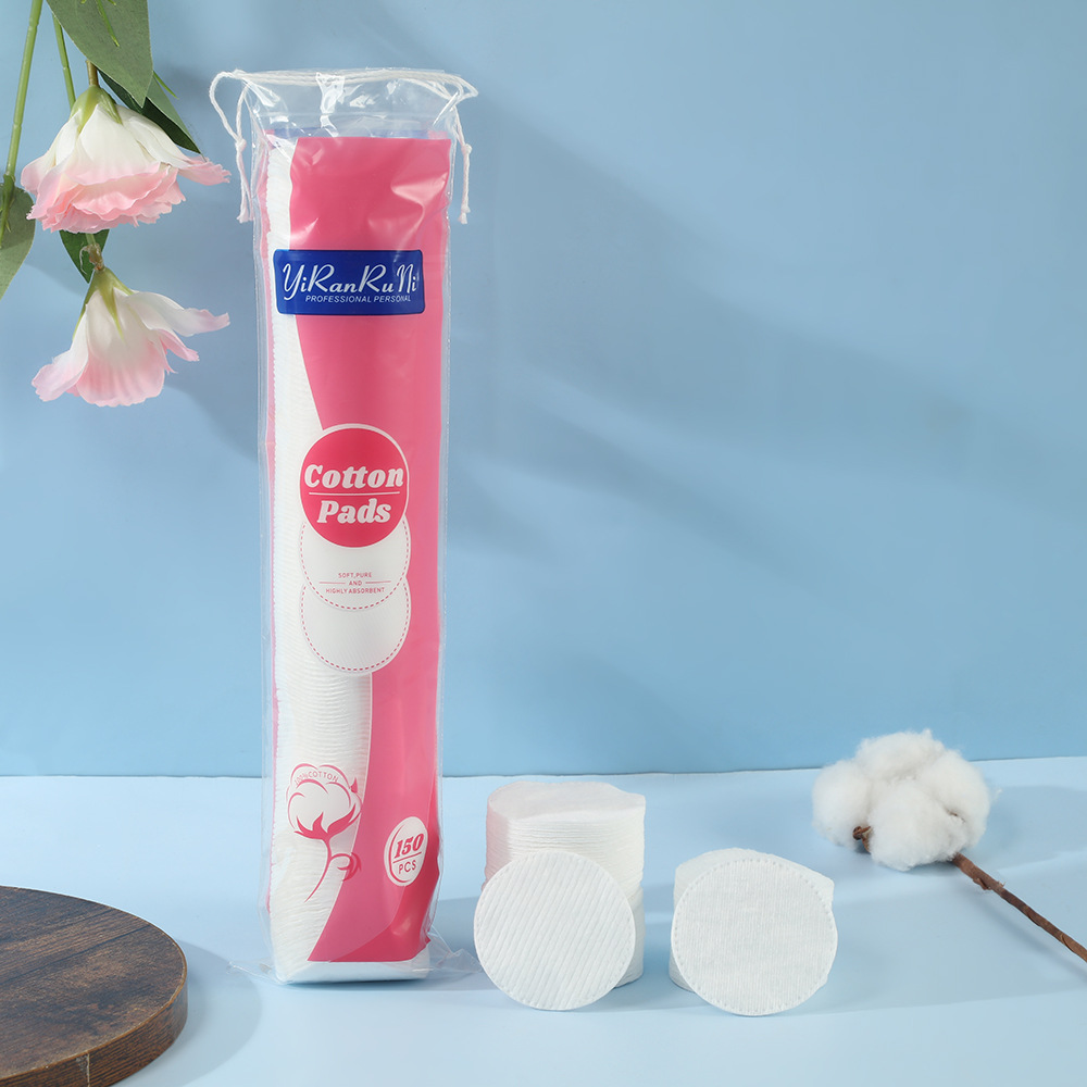 Transfronterizo redondo de doble efecto algodón de maquillaje húmedo especial, limpieza facial algodón limpiador de maquillaje 150 piezas