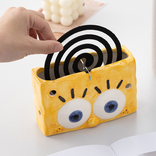 Cartoon Large Hand-painted Ceramic Aroma Mosquito Repellent Incense Burner Plate, Aroma Repelling Plate Trivet, Stand, Holder, Ash Box, Fireproof