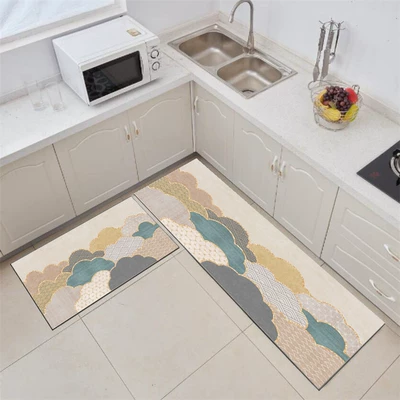 Oil-Proof Cartoon Kitchen Floor Mats, Avtomobil döşəmə paspasları - floating-clouds-fluttering-40x-60cm-one-piece