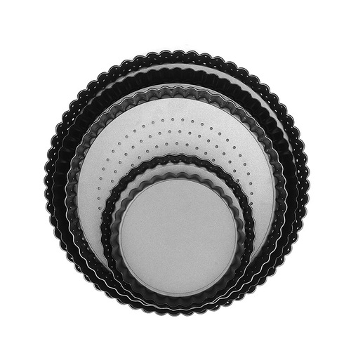 Amazon non-stick pizza pan carbon steel live bottom pizza pan set with hole crust pizza pan baking mold