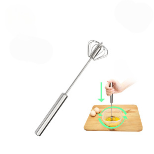 430 Stainless Steel Semi-automatic Rotary Egg Beater Labor-saving Egg Blender Egg White Baking Tools Kitchen Tools