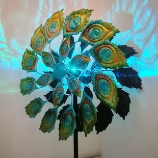 Foreign Trade European and American Style Rotating New Outdoor Garden Lawn Plug-In Painted Peacock Garden Iron Metal Windmill