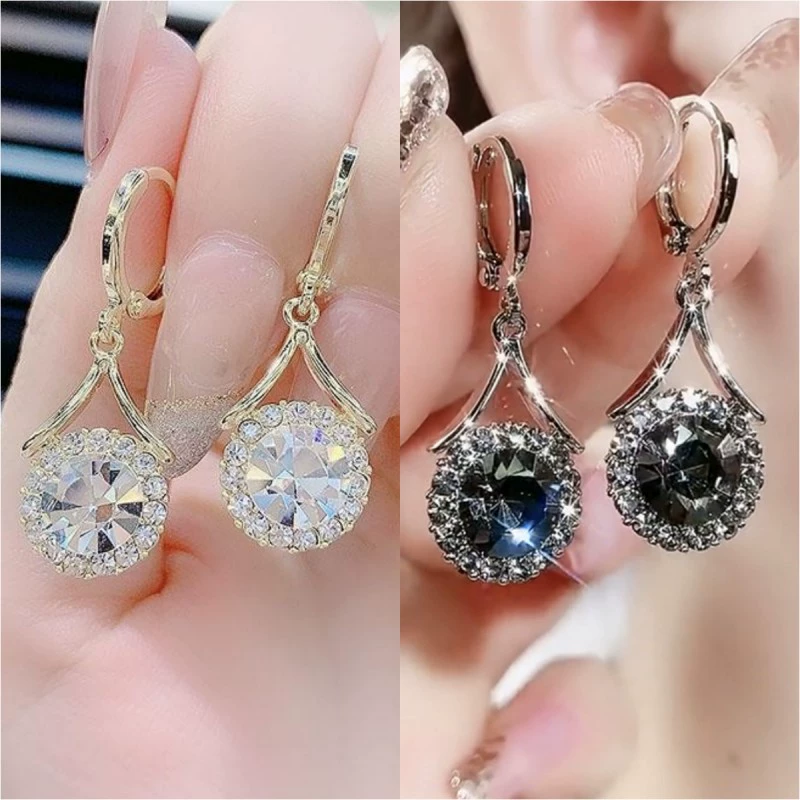 Серьги-кольца design каплевидные, люкс, тренд сезона, с камнем, подарки на день рождения