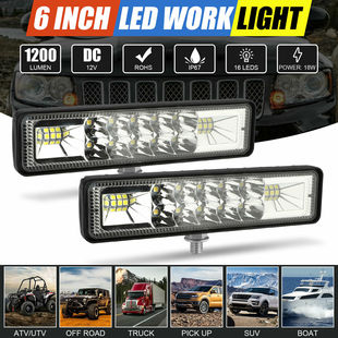 Factory Direct supply car light one-word double row 48W16 beads 12-hole LED work light flash + long bright auxiliary light