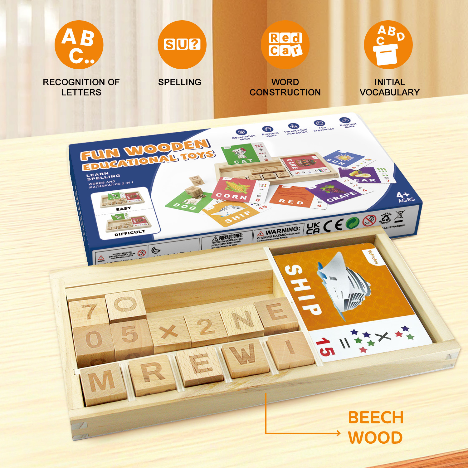 English Spelling Words Calculate Game Wooden Matching Letter Toys Montessori Abc Learning Educational Puzzle