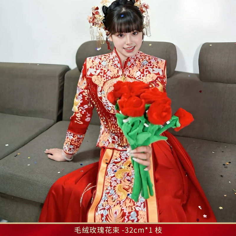 一路生花接亲游戏道具超大红玫瑰花结婚求婚接新娘表白装饰七夕|undefined