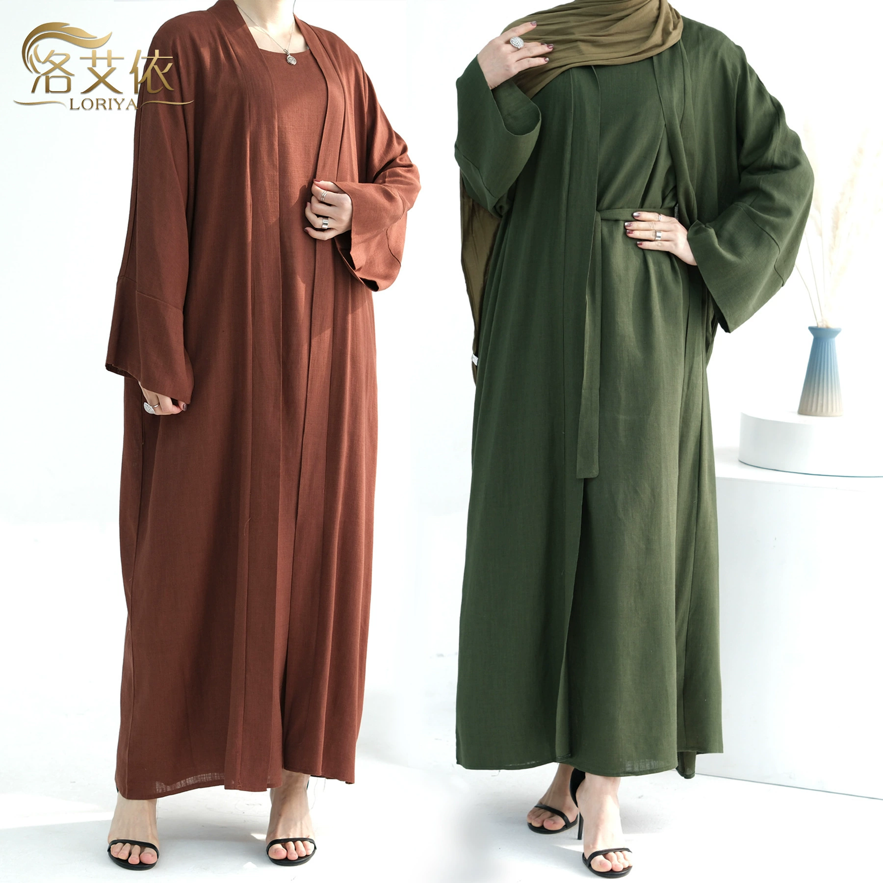 Loriya2024 AliExpress Дубай Ближний Восток Турция сплошной хлопковый и льняный кардиган LR732 & LR733