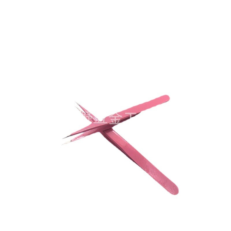 Pinzas de pestañas de borde redondo de Venta caliente herramientas de belleza curvas rectas plantación Injerto de pestañas pinzas de acero inoxidable precisión rosa image 6