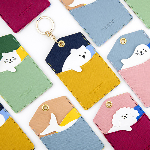 Bamenchongshe Hey Cartoon Animal Keychain Creative PU Pendant ID Card Holder Cute Small Gift Wholesale