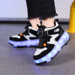 New Four-Wheel Heelys Shoes for Boys and Girls with Light Charging Roller Skates for Boys and Girls, Removable Sports Skates, Drop Shipping