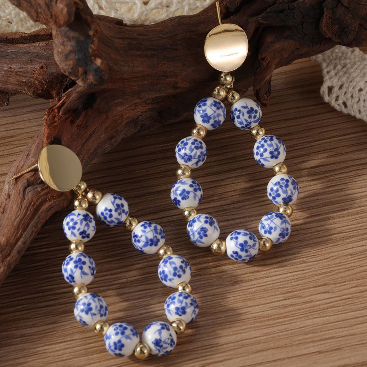 Holiday, Daily Occasion Copper, ceramics Material 1 Pair Retro Round Round Copper Ceramics Drop Earrings