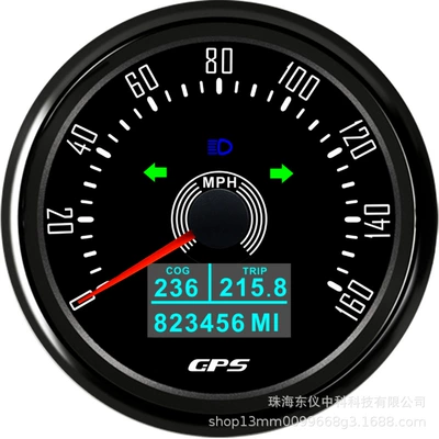 GPS speedometer, automobile instrument - 160mph-black-bottom-black-edge