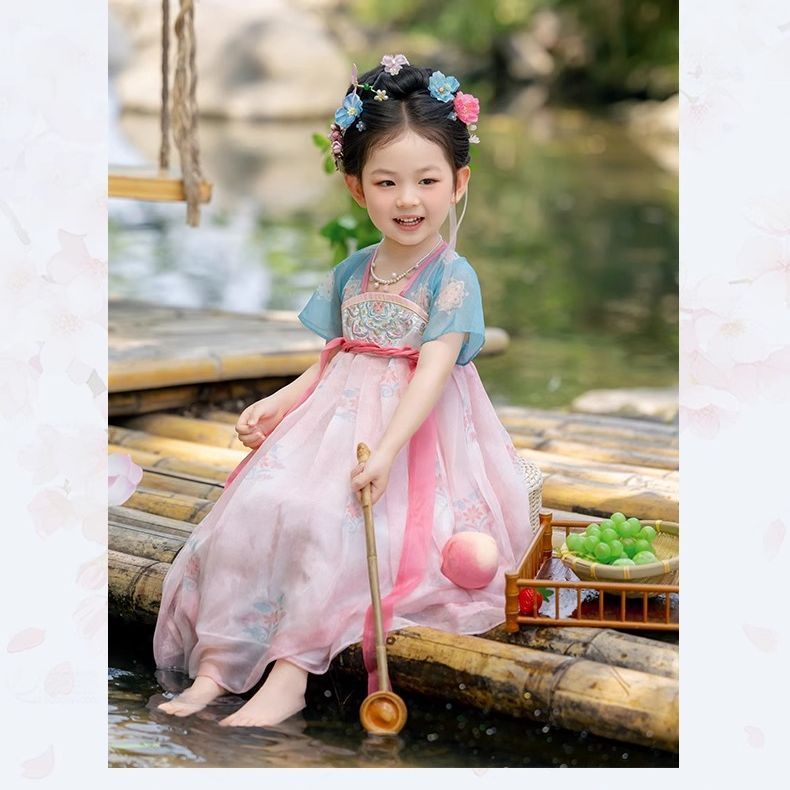 女童汉服连衣裙2025新款儿童仙气国风公主裙女孩薄款表演群夏|undefined