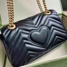 gg家马蒙小方包爱心包单肩斜挎时尚链条女包腋下牛皮女包批发