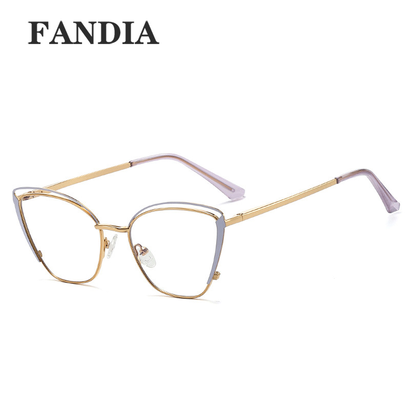 91203 completo marco metal anti-azul gafas de luz Moda miopía gafas marco cómodo primavera pierna llano gafas