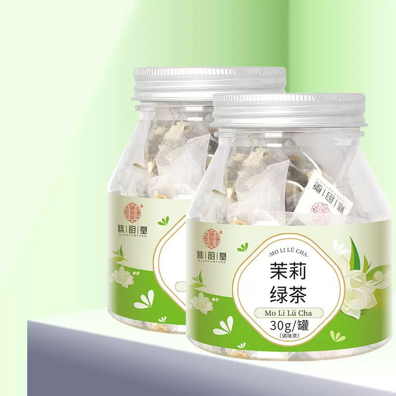 谯韵堂 茉莉绿茶30g/罐装 量贩装三角包款茶叶浓香型茉莉绿茶茶包