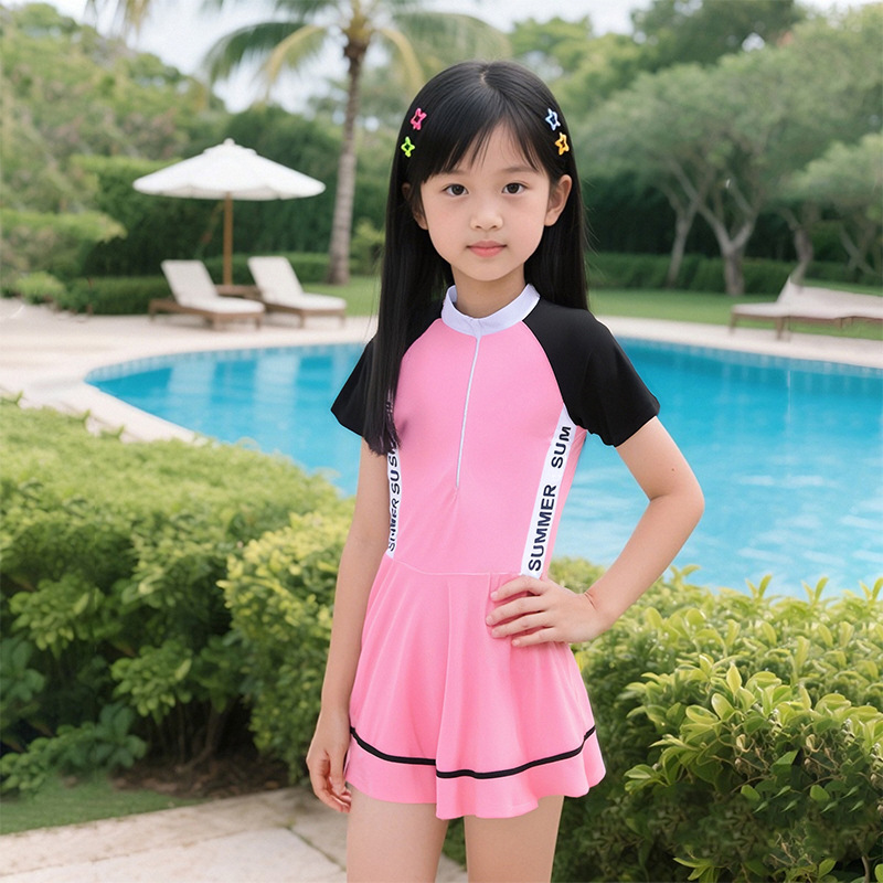 Traje de baño para niños nuevo estilo coreano mediano y grande para niños niñas vestido de una pieza estilo occidental traje de baño de entrenamiento boxeador profesional