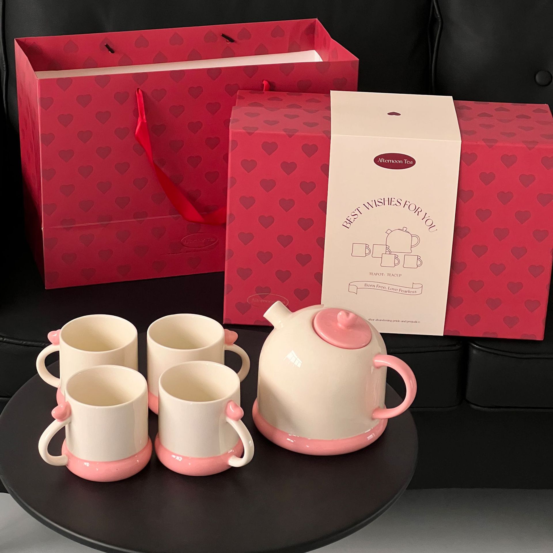 Shang 'en amor set de té de cerámica doméstica ligera de lujo doméstica sala de estar agua caja de regalo regalo regalo de bodas