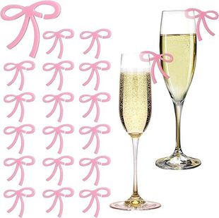 20/50Pcs Bow Wine Glass Tags Bows Drink Tags Acrylic Wine Glass Charms