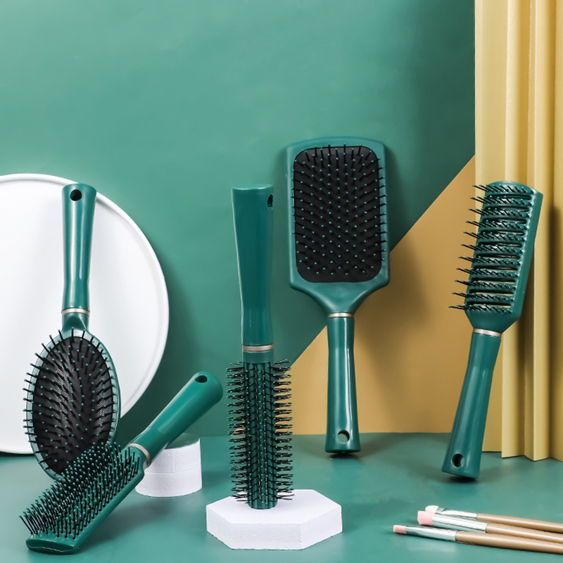 New massage comb dark green elastic paint air bag comb lady hair negative ion curling hair comb beauty comb