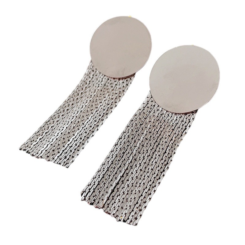 Aguja de plata círculo borla línea pendientes europeos y americanos exagerados de alta gama pendientes personalizados pendientes de moda pendientes elegantes al por mayor