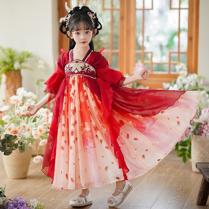 汉服女童夏季2025新款儿童新中式国风超仙小女孩唐装连衣裙
