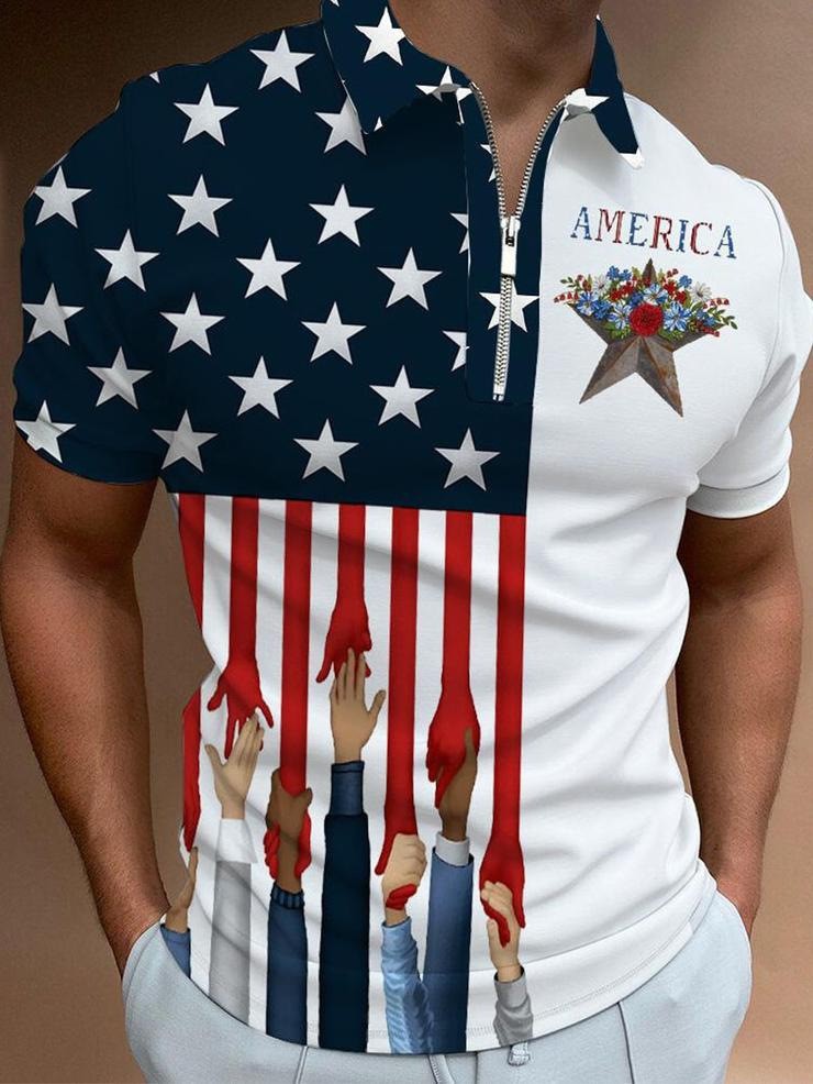 Deportes de verano para hombres, solapa suelta transpirable, cremallera de manga corta, chaqueta de polo, camisa POLO de todo fósforo, impresión 3D de moda