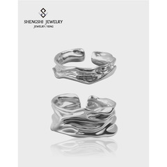韓版戒指女設計感小眾簡約不規則開口紋理ins冷淡風不掉色食指戒