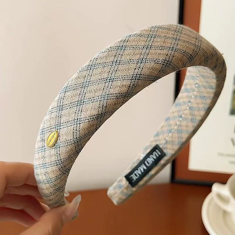 #257 blue plaid headband