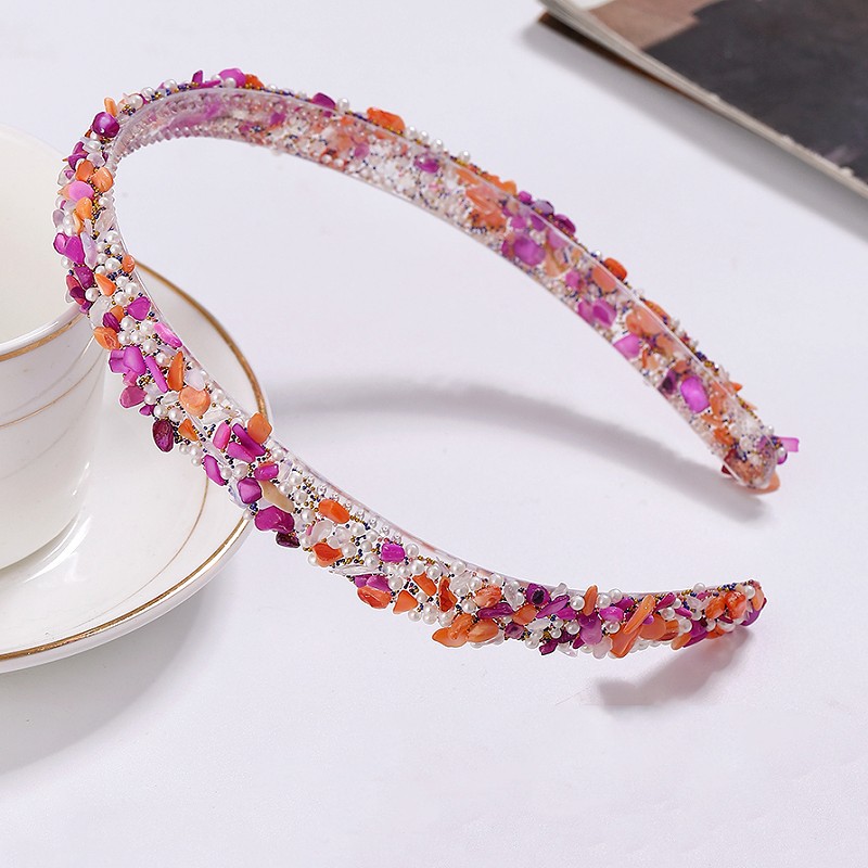 Comercio exterior nuevo color piedra diadema de color floral diamante plástico peine pelo roto acabado artefacto estilo coreano elegante peine del pelo