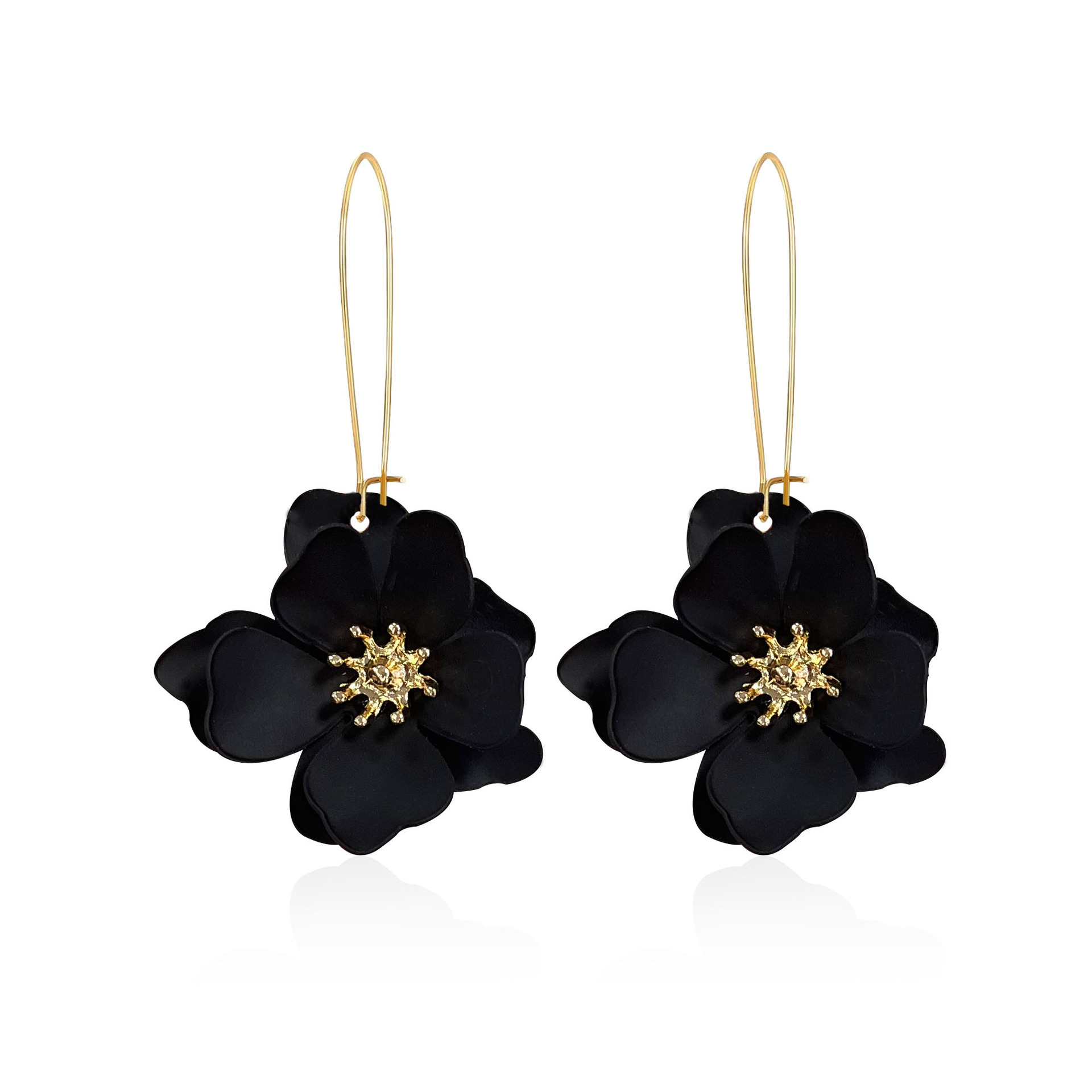 1 Pair Vintage Style Simple Style Flower Spray Paint Plating Metal Drop Earrings display picture 6