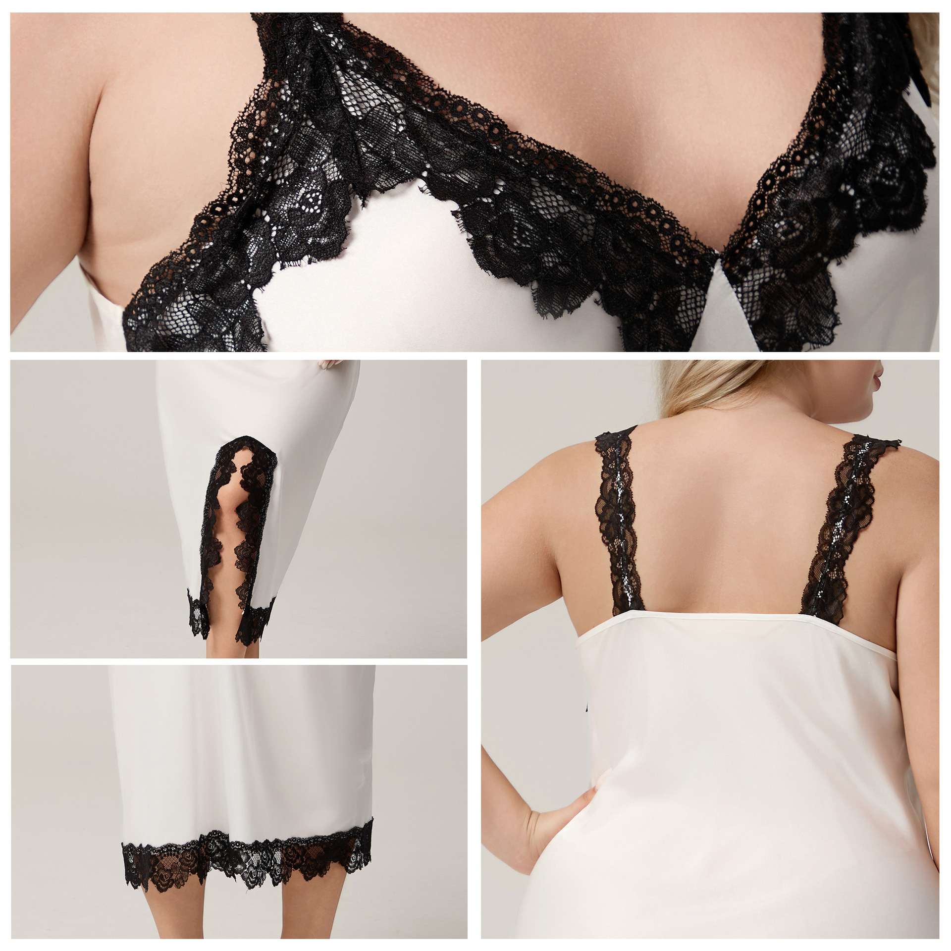 Yaoting transfronterizo satén de tamaño grande pijama de cabina para mujeres Charley sexy pijama bifurcado ropa larga para el hogar SQ5008